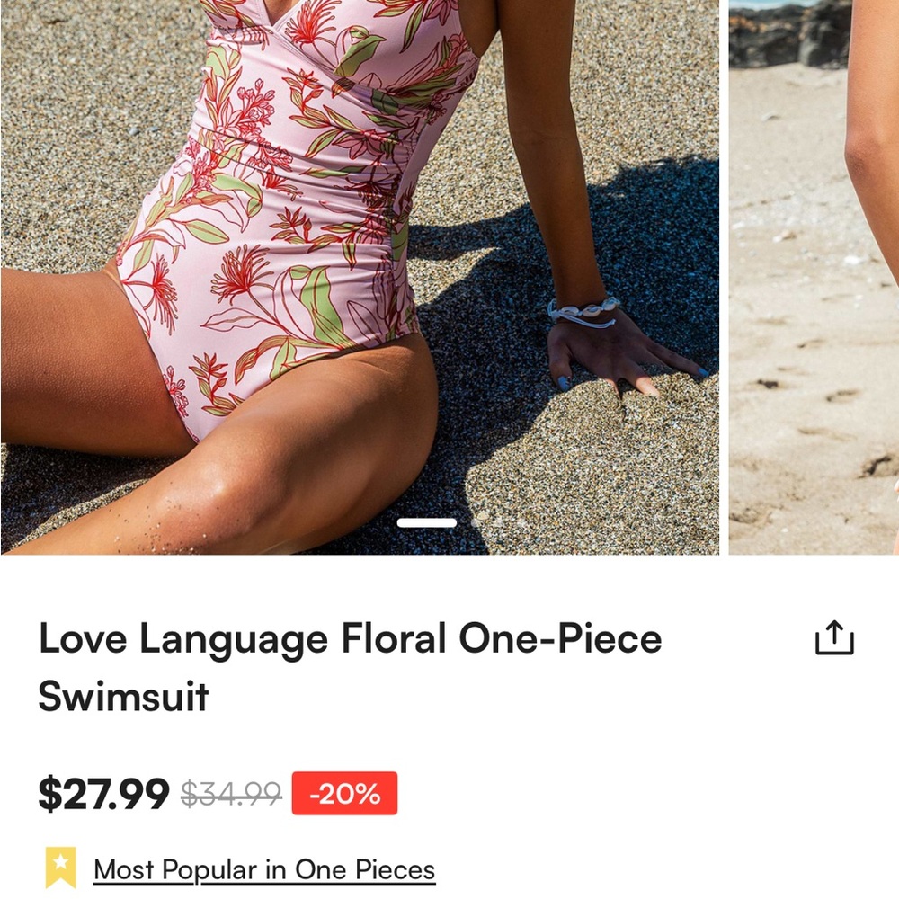 Cupshe Pink and Red Floral Swimsuit